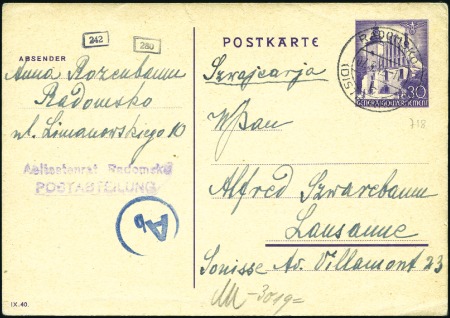 Stamp of Israel » Israel: The Holocaust - Ghettos RZESZOW: General Government 30pfg postal card canc