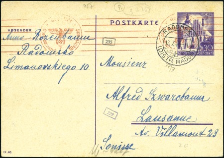 Stamp of Israel » Israel: The Holocaust - Ghettos RZESZOW: General Government 30pfg postal card canc