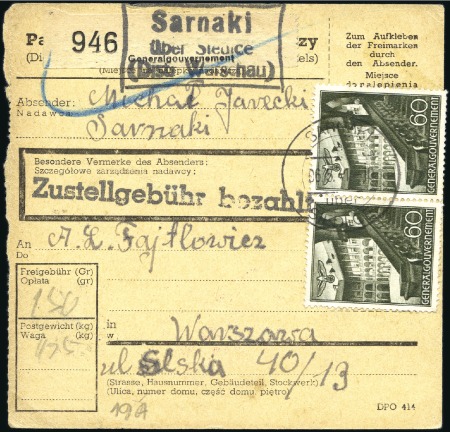 Stamp of Israel » Israel: The Holocaust - Ghettos SIEDLCE: Parcel card franked General Government 60