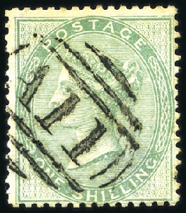 Stamp of Great Britain » British Post Offices Abroad ST. LUCIA: 1856 1s Green with crisp "A11" numeral,