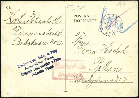 Stamp of Israel » Israel: The Holocaust - Ghettos THERESIENSTADT: Unfranked card to Plzen, bearing 4