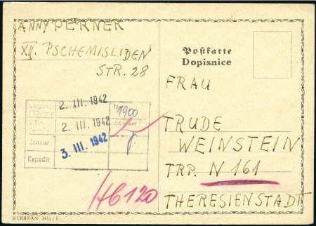 Stamp of Israel » Israel: The Holocaust - Ghettos THERESIENSTADT: Three censored transport cards, al