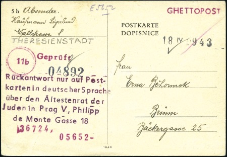 Stamp of Israel » Israel: The Holocaust - Ghettos THERESIENSTADT: Unfranked postcard with cachet "Rü
