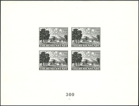 Stamp of Israel » Israel: The Holocaust - Ghettos THERESIENSTADT: Red Cross sheetlet of four in blac