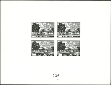 Stamp of Israel » Israel: The Holocaust - Ghettos THERESIENSTADT: Red Cross sheetlet of four in blac