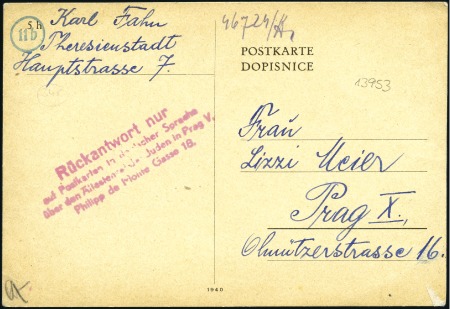 Stamp of Israel » Israel: The Holocaust - Ghettos THERESIENSTADT: Unfranked postcard from Karl Fahn