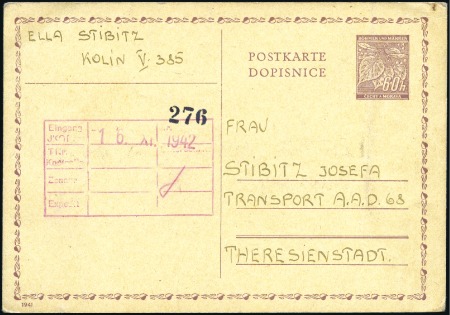 Stamp of Israel » Israel: The Holocaust - Ghettos THERESIENSTADT: Two Bohemia & Moravia 60h postal c