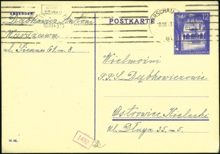 Stamp of Israel » Israel: The Holocaust - Ghettos WARSAW: General Government 12gr postal card to Kie