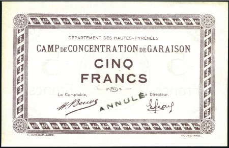 Stamp of Israel » Israel: The Holocaust - Paper Money, Chits, etc. GARAISON: Unlisted banknotes from 5c to 20fr all w