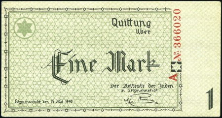 Stamp of Israel » Israel: The Holocaust - Paper Money, Chits, etc. LITZMANSTADT: Complete set of seven Ghetto banknot
