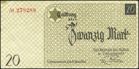 Stamp of Israel » Israel: The Holocaust - Paper Money, Chits, etc. LITZMANSTADT: Complete set of seven Ghetto banknot