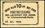 Stamp of Israel » Israel: The Holocaust - Paper Money, Chits, etc. LITZMANSTADT: Scarce Post Office chits (2 items)