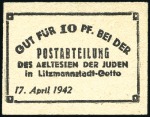 Stamp of Israel » Israel: The Holocaust - Paper Money, Chits, etc. LITZMANSTADT: Scarce Post Office chits (2 items)