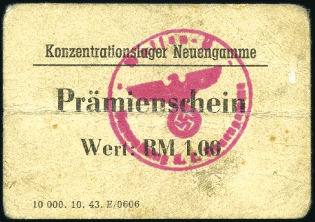 Stamp of Israel » Israel: The Holocaust - Paper Money, Chits, etc. NEUENGAMME: "Prämienschein" 1RM unusual, creased,