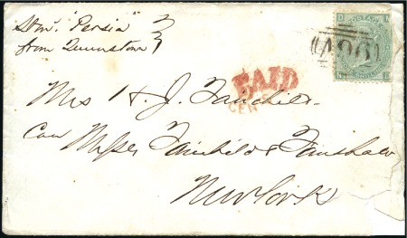 Stamp of Great Britain » British Post Offices Abroad » Mailboats CUNARD MAILBOATS, A96: Envelope to the USA with 18