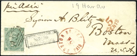 Stamp of Great Britain » British Post Offices Abroad » Mailboats CUNARD MAILBOATS, A95: Envelope to the USA with 18
