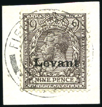 Stamp of British Levant  » Field Post Office in Salonica 1916 9d agate on piece tied by complete Field Post