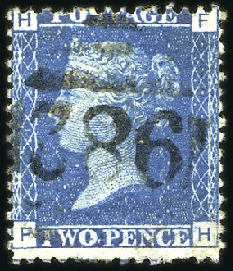 Stamp of Great Britain » British Post Offices Abroad CYPRUS, FAMAGUSTA: 1858-69 2d Blue pl.15 with "982