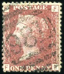 Stamp of Great Britain » British Post Offices Abroad CYPRUS, PAPHOS: GB 1d Red plates 201, 206 and 213 
