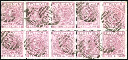 Stamp of Great Britain » British Post Offices Abroad EGYPT, ALEXANDRIA: 1867-74 5s Rose pl.1 block of 1