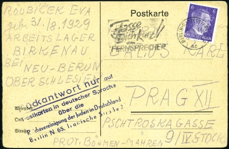 Stamp of Israel » Israel: The Holocaust - Concentration Camps BIRKENAU: Two cards with Deutsches Reich franking