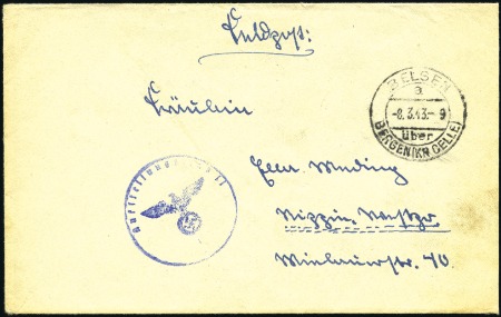 Stamp of Israel » Israel: The Holocaust - Concentration Camps BERGEN BELSON: Censored unfranked cover bearing BE