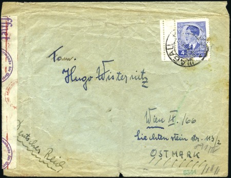 Stamp of Israel » Israel: The Holocaust - Concentration Camps SABAC: Censored envelope to Vienna, from little kn