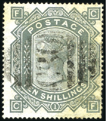 Stamp of Great Britain » British Post Offices Abroad CHILE, VALPARAISO: 1878 10s Grey-Green with "C30"