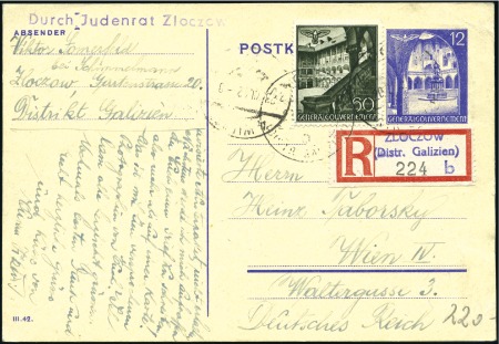 Stamp of Israel » Israel: The Holocaust - Ghettos ZLOCZOW: General Government 12gr postal card with