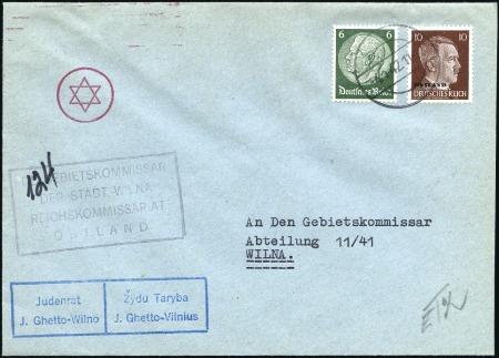 Stamp of Israel » Israel: The Holocaust - Ghettos VILNA: Envelope sent locally franked Deutsche Reic