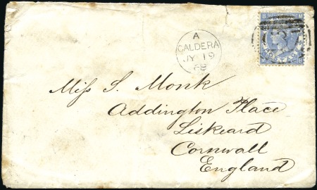 Stamp of Great Britain » British Post Offices Abroad CHILE, CALDERA: 1868 (Jul 19) Envelope to England