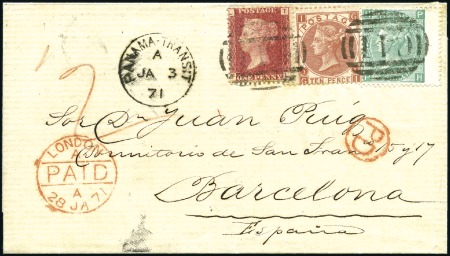 Stamp of Great Britain » British Post Offices Abroad ECUADOR: 1870 (Dec 26) Wrapper to Spain with 1d re