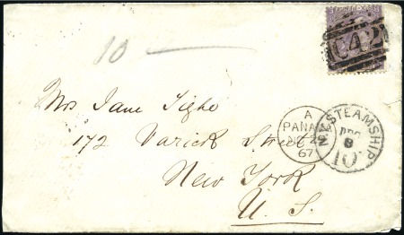 Stamp of Great Britain » British Post Offices Abroad PERU, ISLAY: 1867 (Nov 17) Envelope to the USA wit