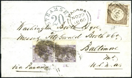 Stamp of Great Britain » British Post Offices Abroad PERU, CALLAO: 1866 (Nov 28) Entire to the USA with