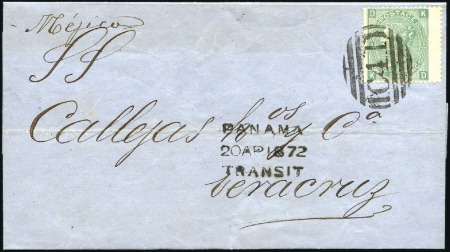 Stamp of Great Britain » British Post Offices Abroad ECUADOR: 1872 (Apr 12) Wrapper to Mexico with 1s g