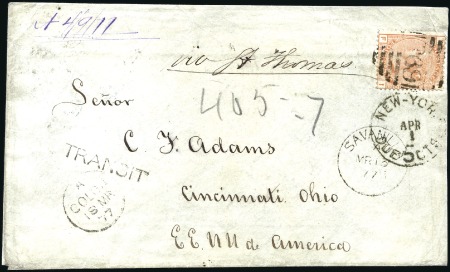 Stamp of Great Britain » British Post Offices Abroad COLOMBIA, SAVANILLA: 1877 (Mar 13) Envelope to the