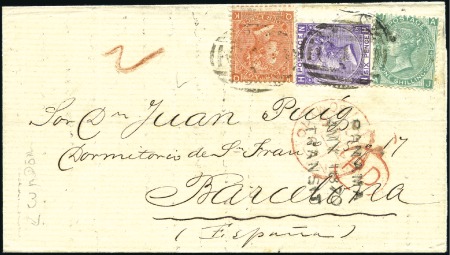 Stamp of Great Britain » British Post Offices Abroad ECUADOR: 1870 (Apr 26) Wrapper to Spain with 4d ve