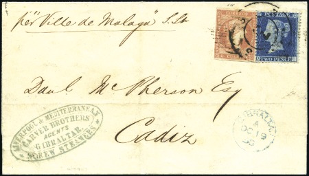 Stamp of Great Britain » British Post Offices Abroad GIBRALTAR: 1858 (Oct 19) Wrapper to Spain with GB