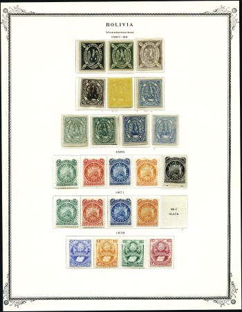 Stamp of Bolivia 1867-1974, Extensive mint & used collection in spe