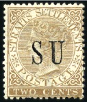 Stamp of Malaysia » Malaysian States » Sungei Ujong 1882 2C Brown of Straits Settlements (watermark CC