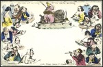Stamp of Great Britain » 1840 Mulreadys & Caricatures Three Spooner mulready caricature fronts backed on