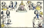 Stamp of Great Britain » 1840 Mulreadys & Caricatures Three Spooner mulready caricature fronts backed on
