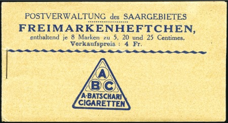 Stamp of Germany » Plebiscite Areas » Saar 1924 Booklet, complete with the three booklet pane
