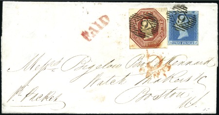 Stamp of Great Britain » 1847-54 Embossed 1850 (Apr 5) Lettersheet to the USA with 1841 2d b