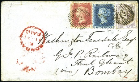 Stamp of Great Britain » 1855-1900 Surface Printed 1858 (Feb 24) Envelope to the Great Indian Peninsu