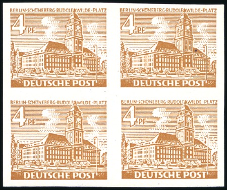 Stamp of Germany » Berlin 1949 Berlin Buildings, 4pf light brown in IMPERFOR