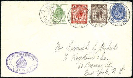 Stamp of Great Britain » King George V 1929 UPU 1/2d, 1d, 1 1/2d and 2 1/2d tied PUC 10 M