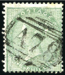 Stamp of Great Britain » British Post Offices Abroad JAMAICA, VERE: 1856 1s Green with "A78" numeral, m