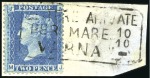 Stamp of Great Britain » British Post Offices Abroad BULGARIA: 1861-77 2d blue on piece tied by complet