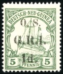 Stamp of New Guinea 1914-15 GRI overprints on German New Guinea stamps